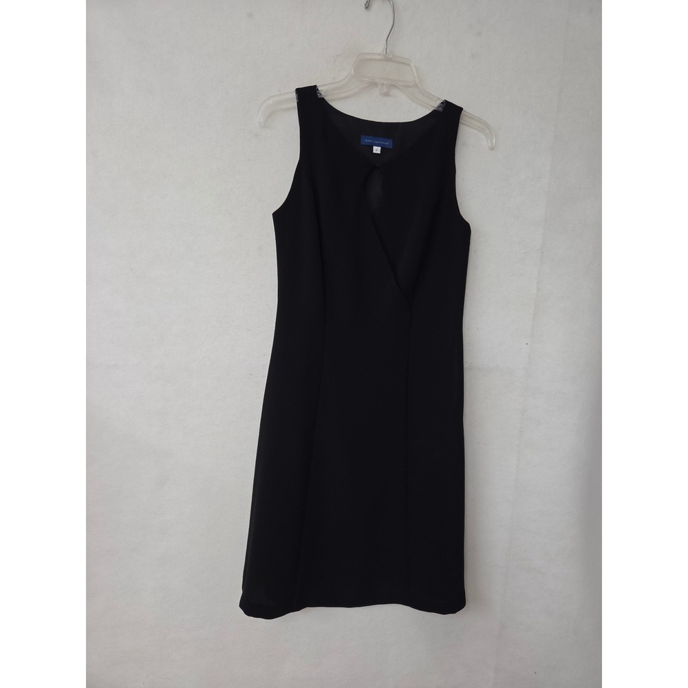 Mario Balthazar Sheath Dress Womens 2 Black Keyhole‎ Faux Wrap Sleeveless LBD